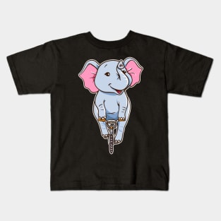 Cute Funny Elephant Riding A Bike Kids T-Shirt